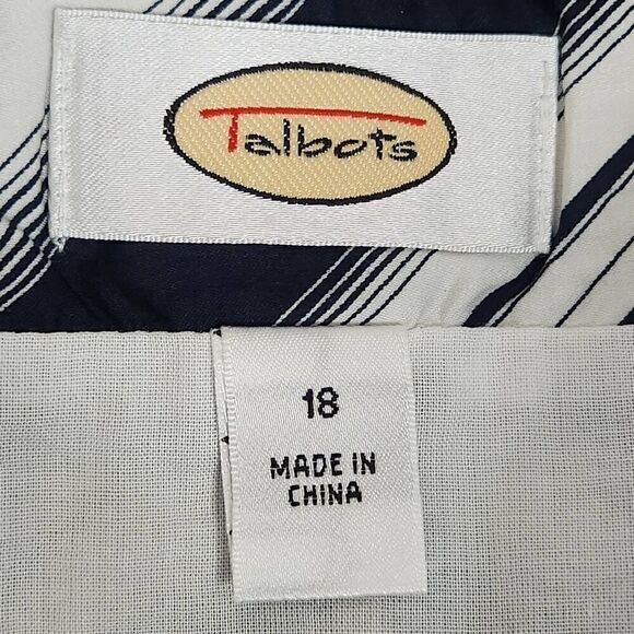 Talbots printed pleated skirt size 18 navy blue white - Picture 3 of 4